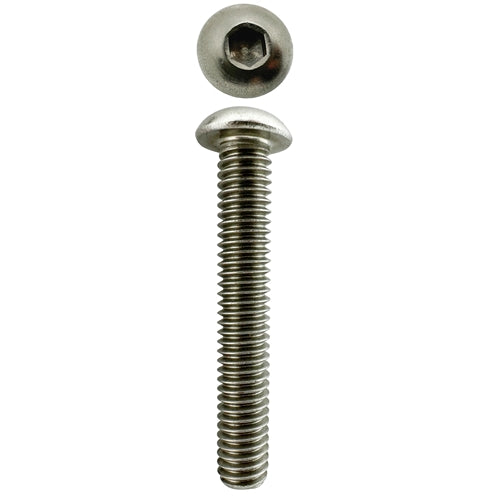 304 STAINLESS STEEL 5/16 X 2 UNC BUTTON HEAD SOCKET SCREW (QTY 12)