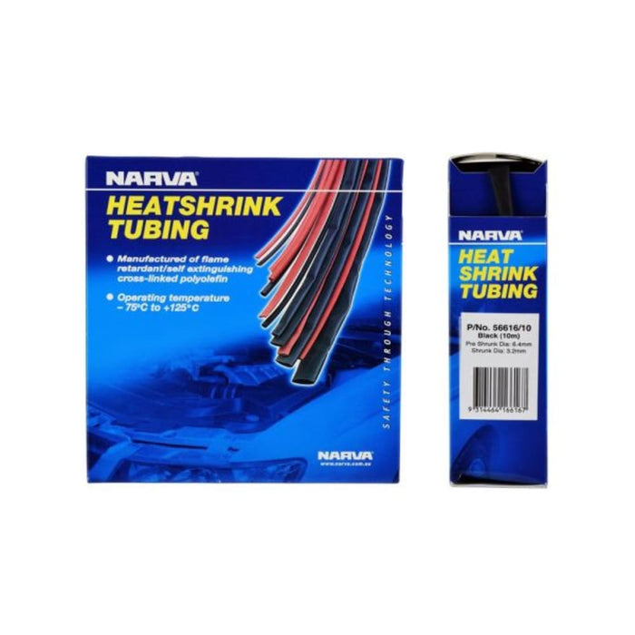 Narva Black Heatshrink Roll - 6.4mm X 10m