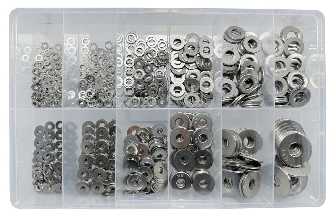 316 Stainless Steel Washer Assortment Kit (Approx Qty 830)