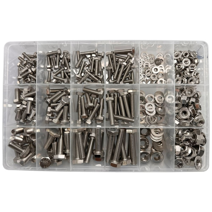 316 Stainless Steel Metric Nut, Bolt & Washer Assortment Kit (Approx Qty 445)