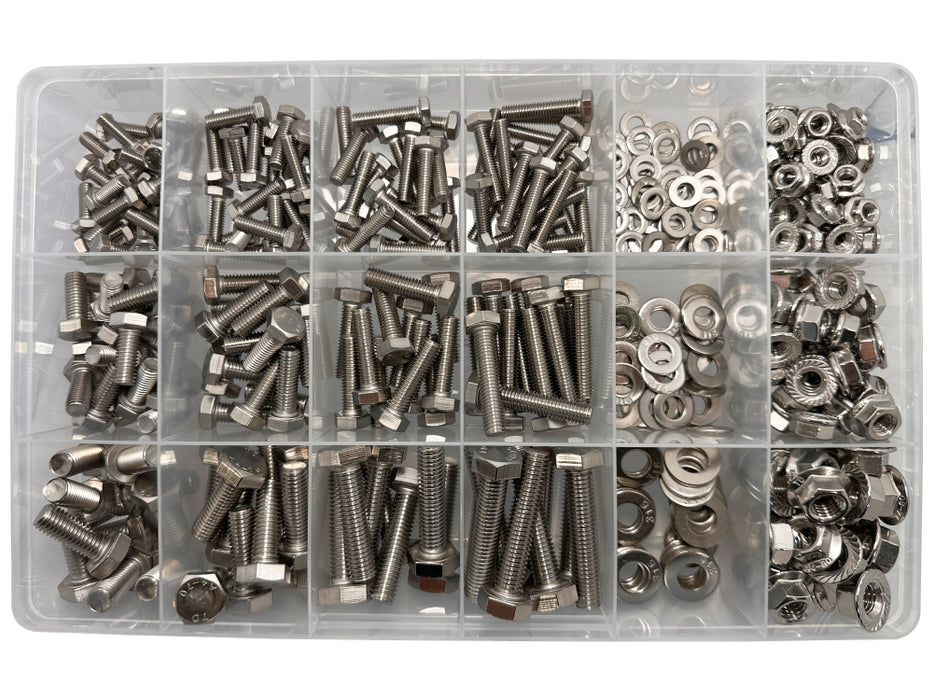316 Stainless Steel Metric Nut, Bolt & Washer Assortment Kit (Approx Qty 445)