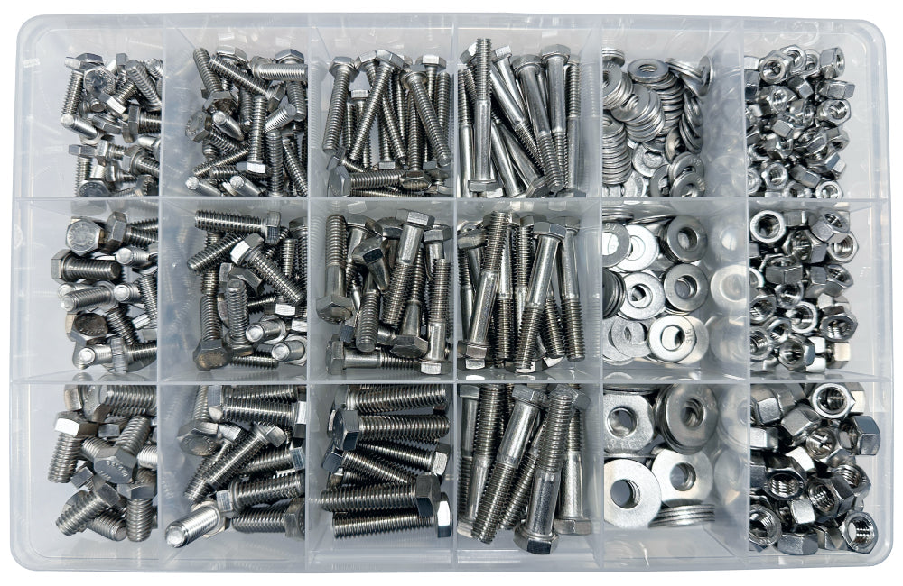 316 Stainless UNC Nut & Bolt Assortment Kit (Approx Qty 570)