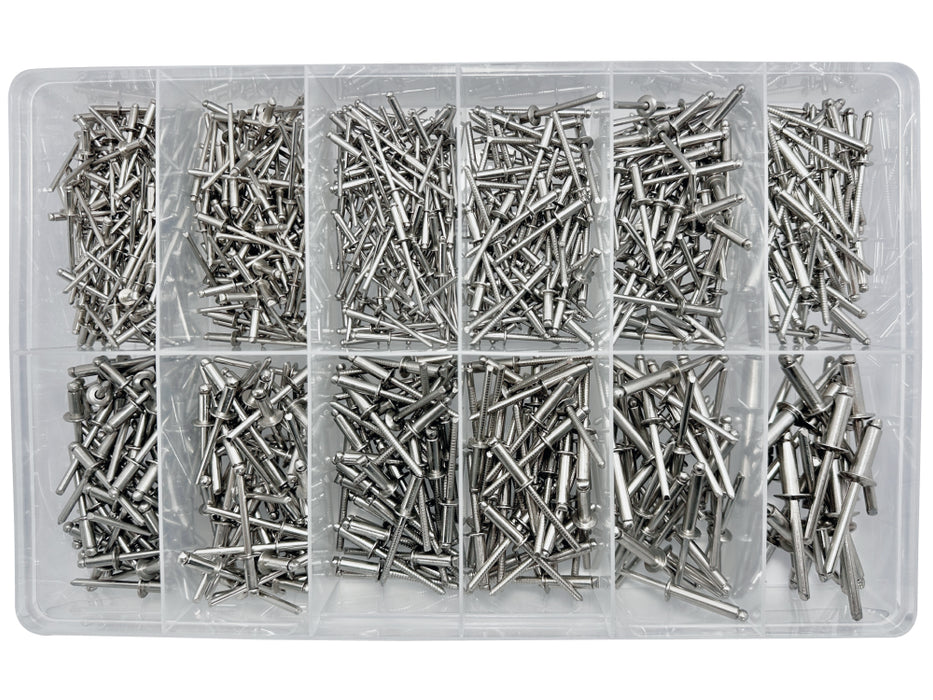 316 Stainless Steel Dome Head Pop Rivet Assortment Kit (Approx Qty 700)
