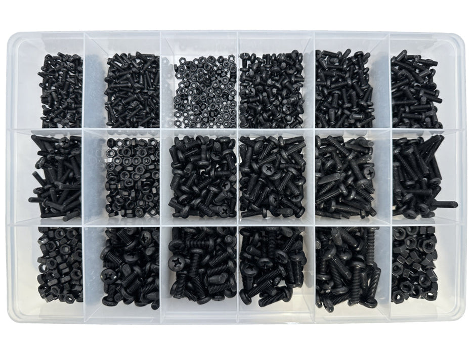 Black Zinc Nickel Phillips Head Metric Metal Thread Assortment Kit (Approx Qty 1235)
