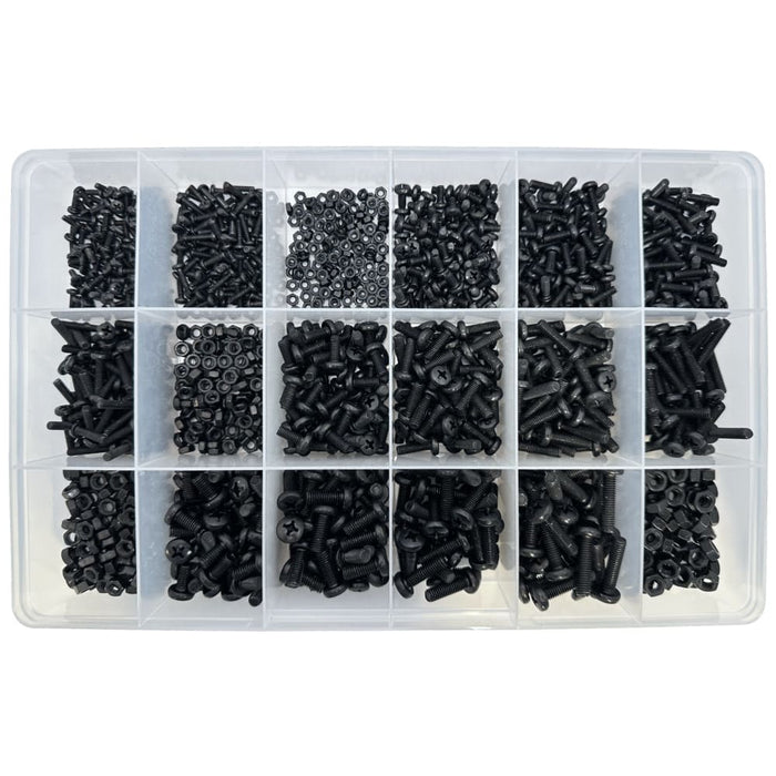Black Zinc Nickel Phillips Head Metric Metal Thread Assortment Kit (Approx Qty 1235)