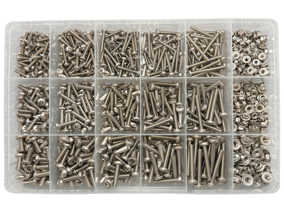 316 Stainless Steel Phillips Head Metric Metal Thread Assortment Kit (Approx Qty 1010)