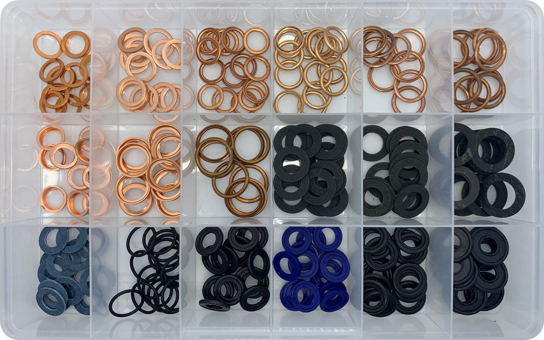 Rubber, Fiber & Copper Sump Plug Washer Assortment Kit (Approx Qty 240)
