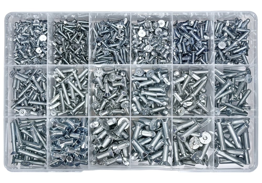 Countersunk Cap Screw Assortment Kit - Zinc (Approx Qty 815)