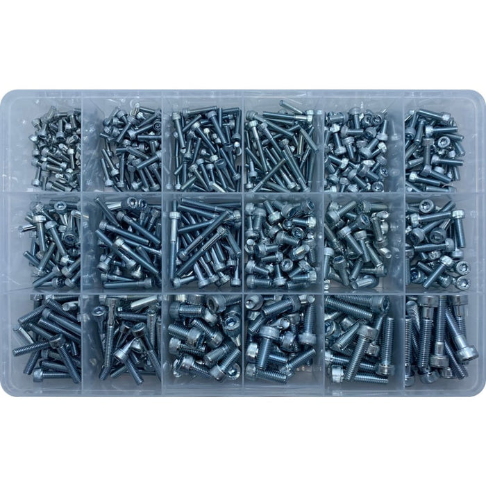 Socket Head Cap Screw Assortment Kit - M4, M5, M6, M8 (Approx Qty 614)