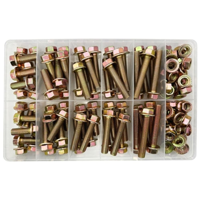 12mm X 17mm A/F Metric Fine 1.25p & Coarse 1.75p Flange Nut & Bolt Assortment Kit (Approx Qty 114)