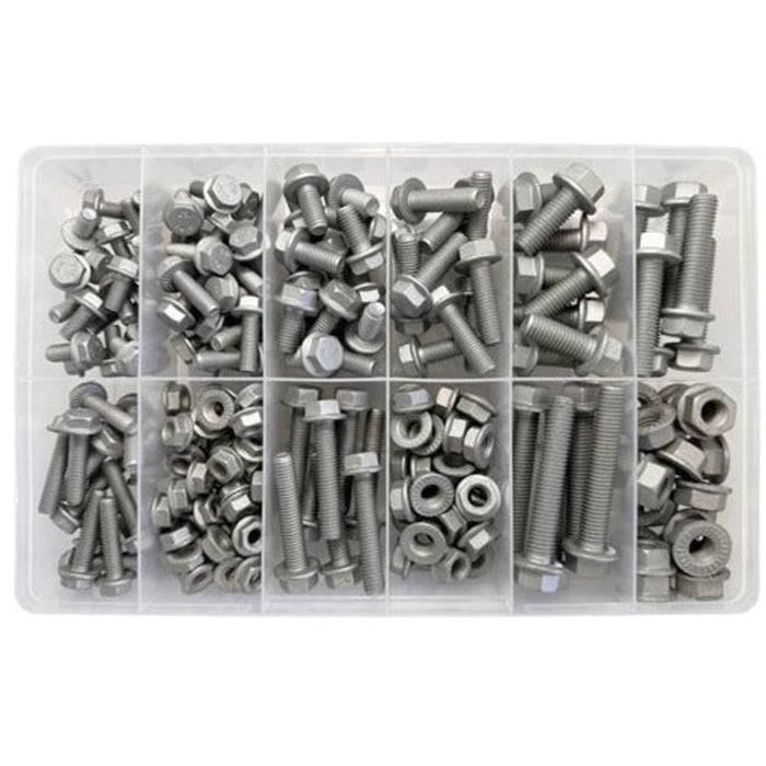 Class 12.9 Zinc Flake D-Lock Metric Flange Nut & Bolt Assortment Kit (Approx Qty 207)