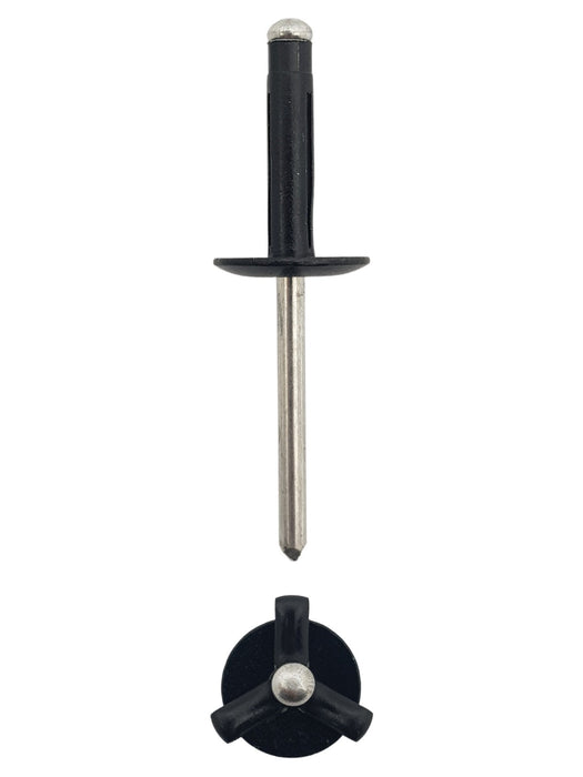 Tri Fold Rivet Large Flange 6-6 - Black Aluminium Rivet