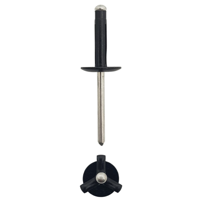 Tri Fold Rivet Large Flange 6-6 - Black Aluminium Rivet