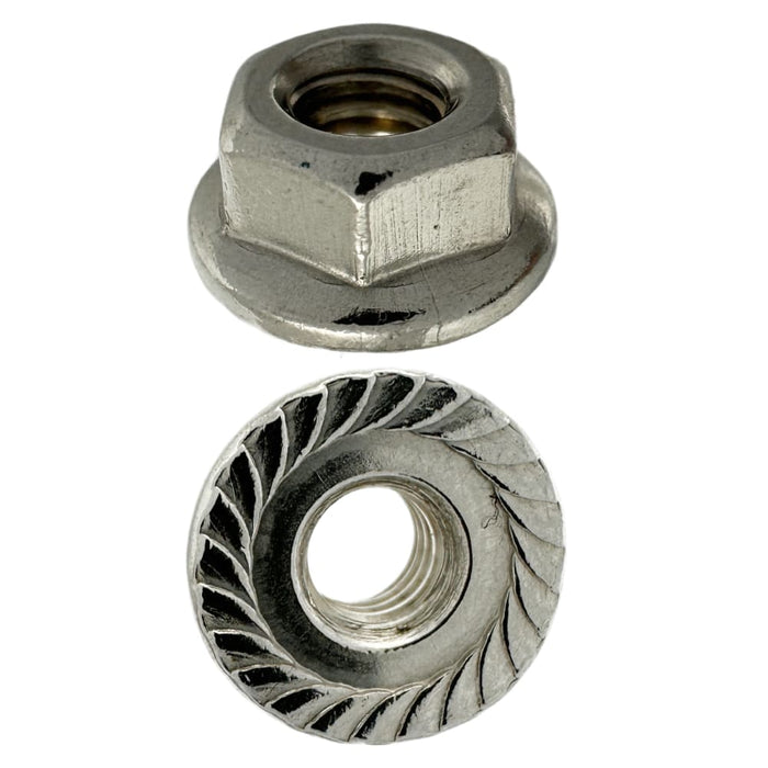 316 Stainless Steel M4 X 7mm A/F Serrated Flange Nut 0.7 Pitch