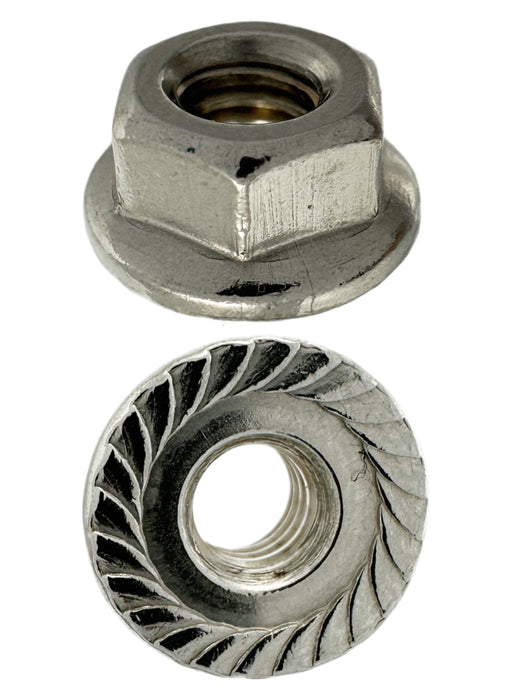 316 Stainless Steel M4 X 7mm A/F Serrated Flange Nut 0.7 Pitch