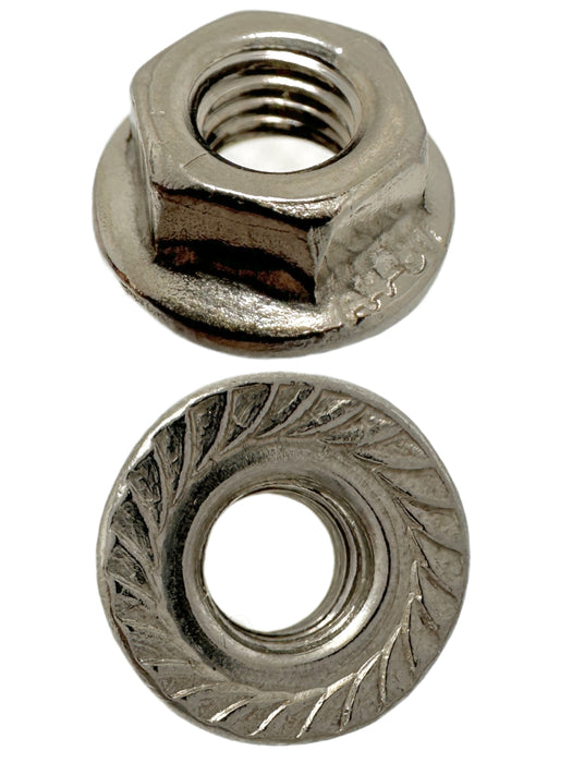 316 Stainless Steel M5 X 8mm A/F Serrated Flange Nut 0.8 Pitch