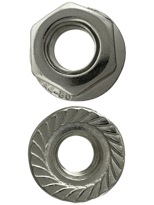 316 Stainless Steel M8 X 13mm A/F Serrated Flange Nut 1.25 Pitch