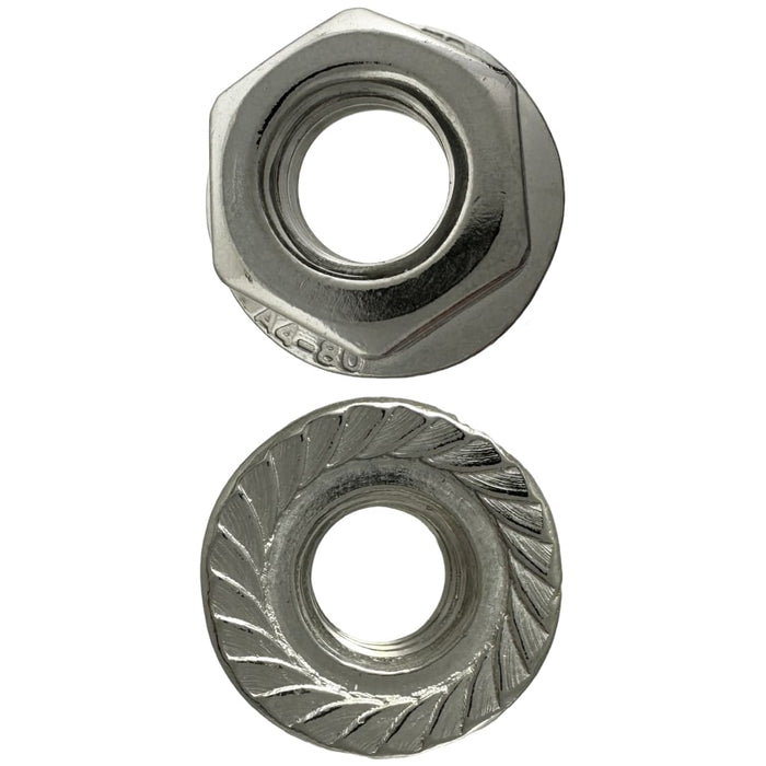 316 Stainless Steel M8 X 13mm A/F Serrated Flange Nut 1.25 Pitch