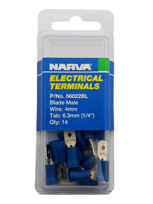 Electrical Terminal - Blade Male, 4mm Wire, 6.3mm (1/4") Tab
