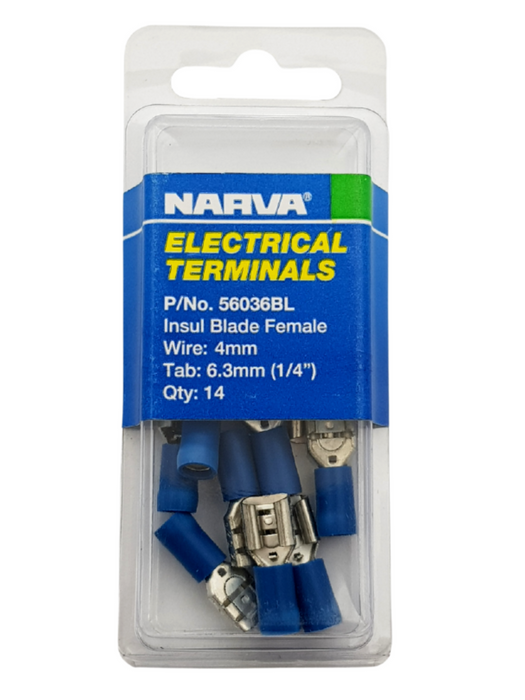 Electrical Terminal - Blade Female, 4mm Wire, 6.3mm (1/4") Tab