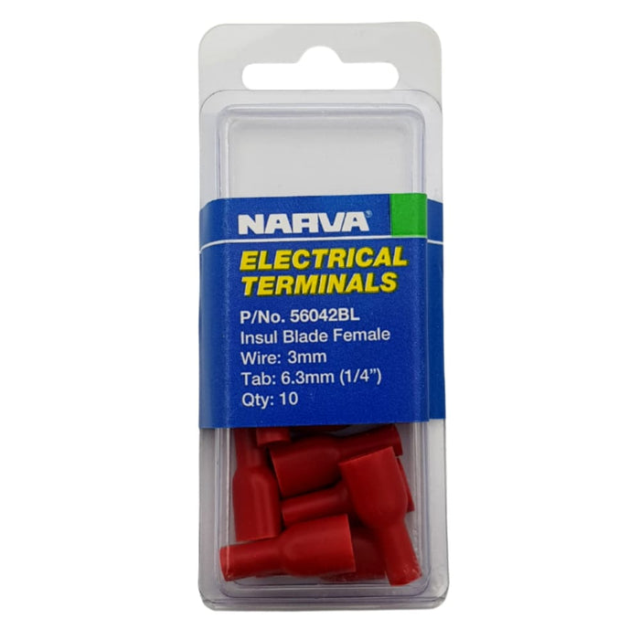 Electrical Terminal - Insulated Blade Female, 3mm Wire, 6.3mm (1/4") Tab, Polycarbonate