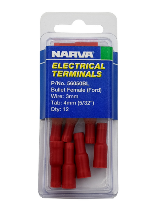 Electrical Terminal - Bullet Female Ford, 3mm Wire, 4mm (5/32") Tab
