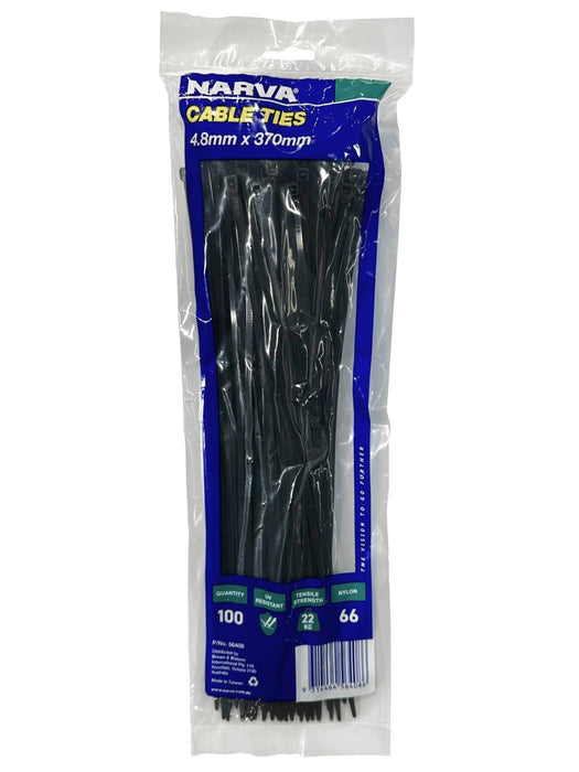 Cable Tie Black - 4.8mm X 370mm Long (Qty 100)