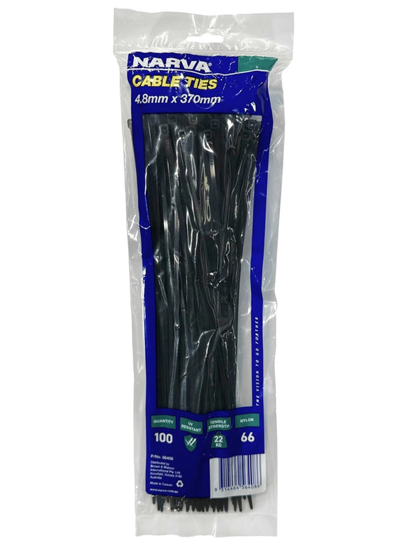 CABLE TIE BLACK - 4.8MM x 370MM LONG (QTY 100)