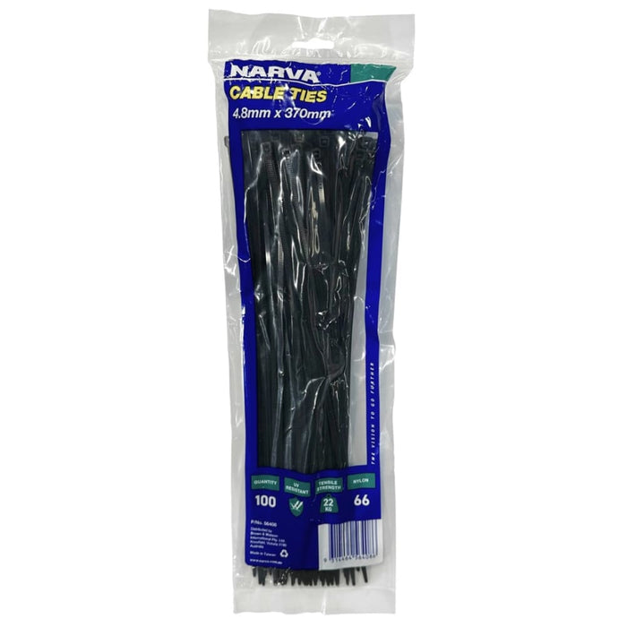 Cable Tie Black - 4.8mm X 370mm Long (Qty 100)
