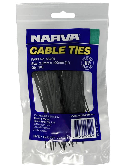 Cable Tie Black - 2.5mm X 100mm Long (Qty 100)