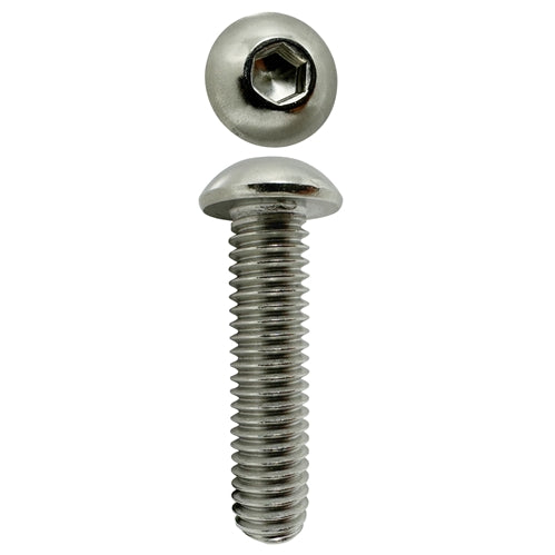 304 STAINLESS STEEL 3/8 X 1 1/2 UNC BUTTON HEAD SOCKET SCREW (QTY 10)