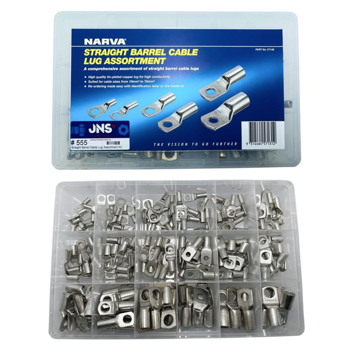Narva Straight Barrel Cable Lug Assortment 165pc