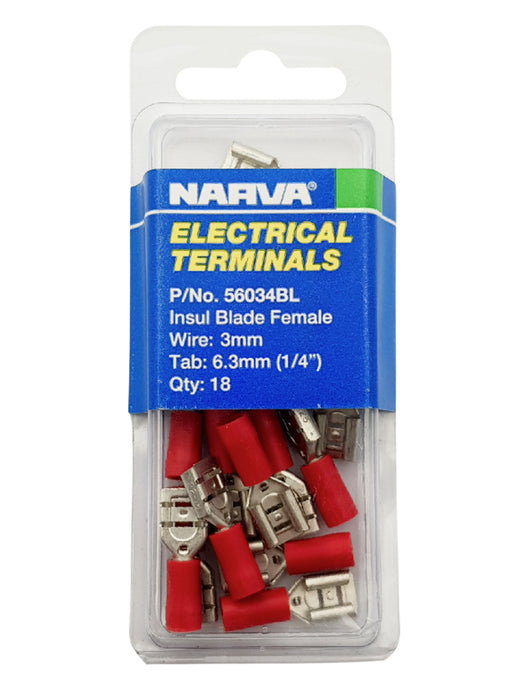 Electrical Terminal - Blade Female, 3mm Wire, 6.3mm (1/4") Tab