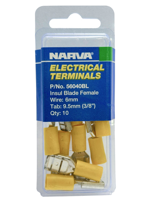 Electrical Terminal - Insulated Blade Female, 6mm Wire, 9.5mm (3/8") Tab