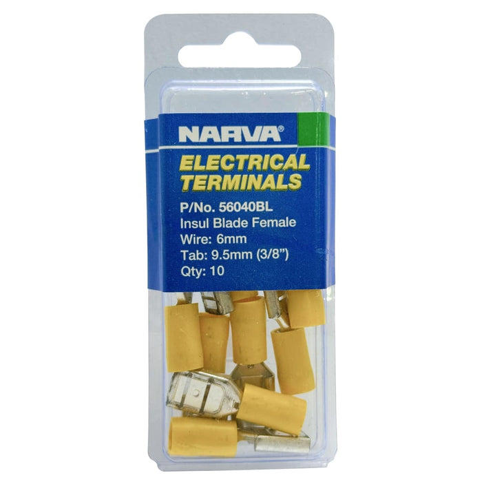 Electrical Terminal - Insulated Blade Female, 6mm Wire, 9.5mm (3/8") Tab