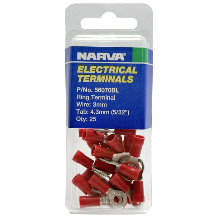 Electrical Terminal - Ring Terminal, 3mm Wire, 4.3mm (5/32") Diameter