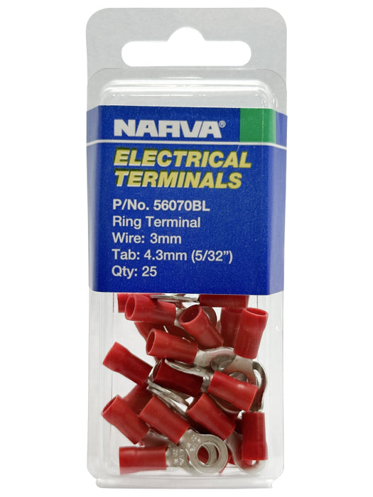 Electrical Terminal - Ring Terminal, 3mm Wire, 4.3mm (5/32") Diameter