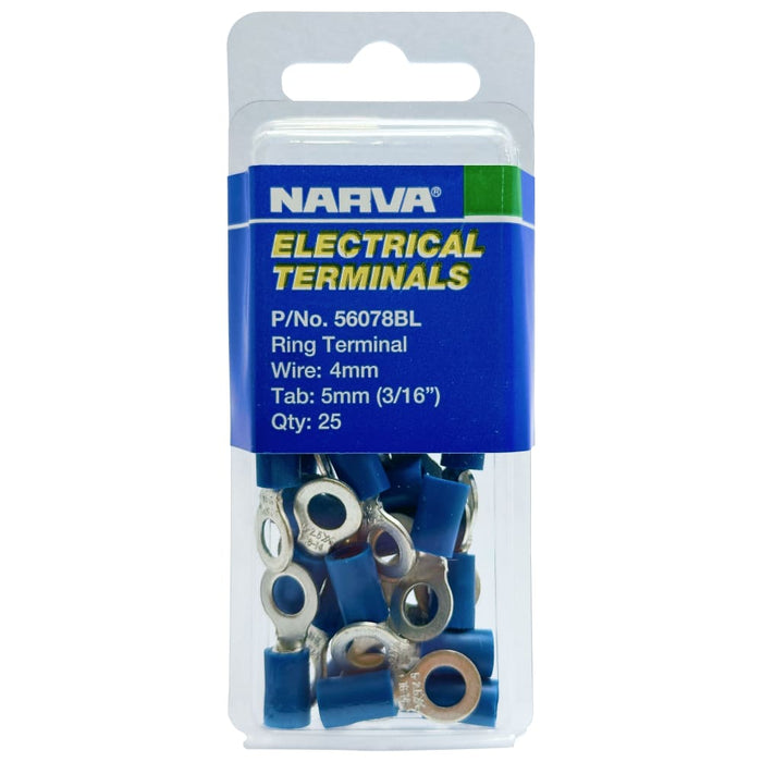 Electrical Terminal - Ring Terminal, 4mm Wire, 5mm (3/16") Diameter