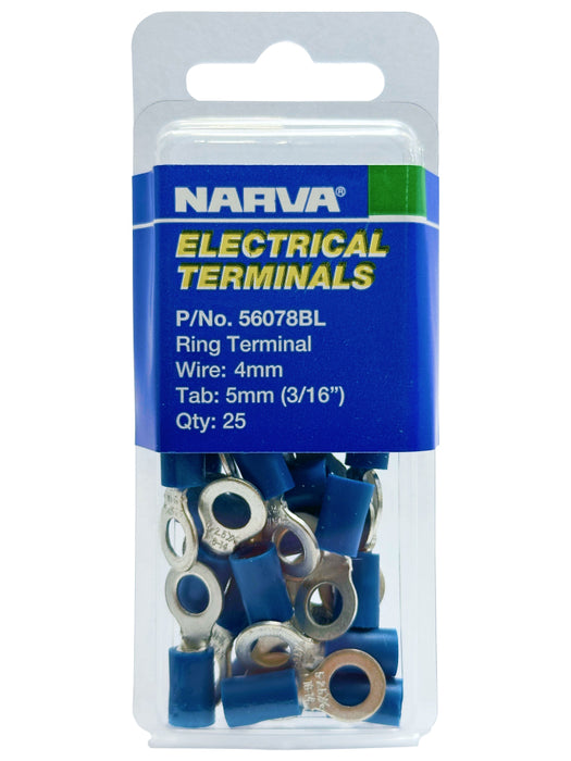 Electrical Terminal - Ring Terminal, 4mm Wire, 5mm (3/16") Diameter