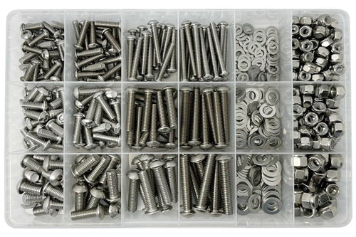 STAINLESS UNC BUTTON HEAD CAP SCREW ASSORTMENT KIT (APPROX QTY 562)