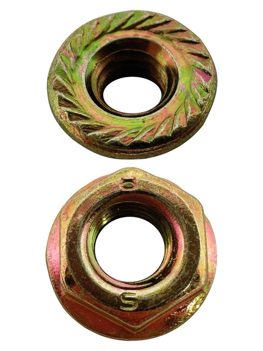 M6 X 10mm A/F Serrated Hex Flange Nut 1.0 Pitch Zy