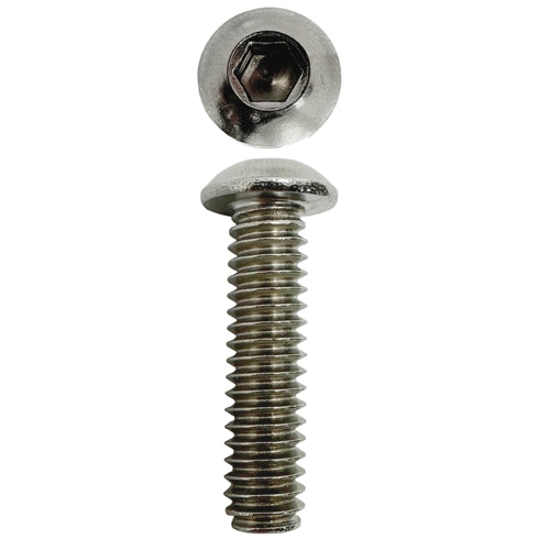 304 STAINLESS STEEL 1/4 X 1 UNC BUTTON HEAD SOCKET SCREW (QTY 25)