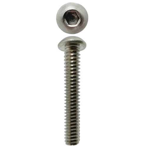 304 STAINLESS STEEL 1/4 X 1 1/2 UNC BUTTON HEAD SOCKET SCREW (QTY 20)