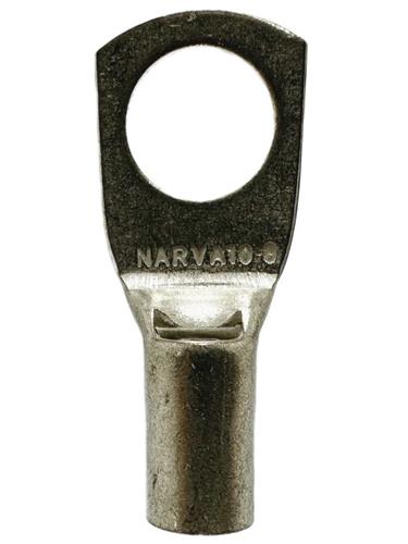 NARVA STRAIGHT BARREL CABLE LUG - 10MM2 CABLE, 8MM STUD (QTY 10)