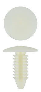 FORD & HOLDEN - WHITE CHRISTMAS TREE CLIP 20MM LONG, 7.6MM DIAMETER (QTY 20)