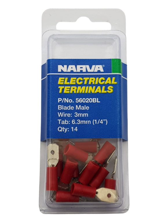 ELECTRICAL TERMINAL - BLADE MALE 3MM WIRE, 6.3MM (1/4