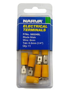 ELECTRICAL TERMINAL - BLADE MALE, 5-6MM WIRE, 6.3MM (1/4") TAB (QTY 11)