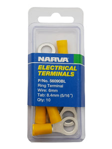 ELECTRICAL TERMINAL - RING TERMINAL, 5-6MM WIRE, 8.4MM (5/16") DIAMETER (QTY 10)